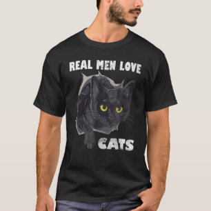 T-shirt Les vrais hommes aiment les chats
