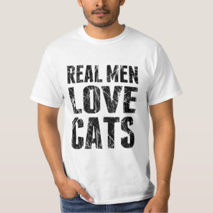 T-shirt Les vrais hommes aiment les chats