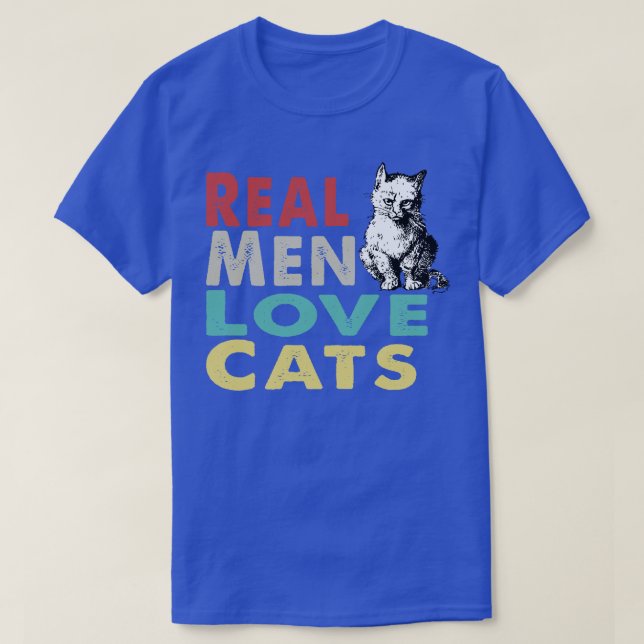 T-shirt Les vrais hommes aiment les chats (Design devant)
