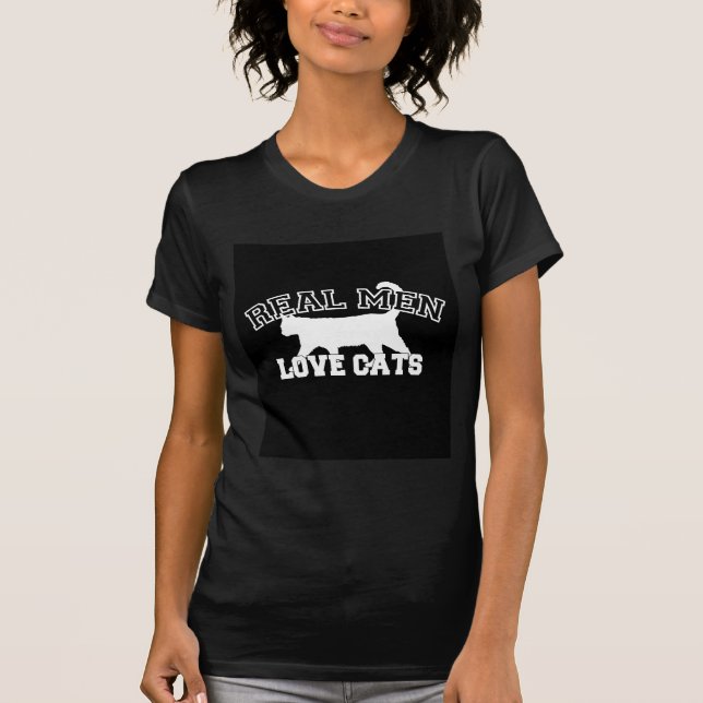 T-shirt Les vrais hommes aiment les chats Silhouette (Devant)