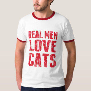 T-shirt Les vrais hommes aiment les chats style scintillan