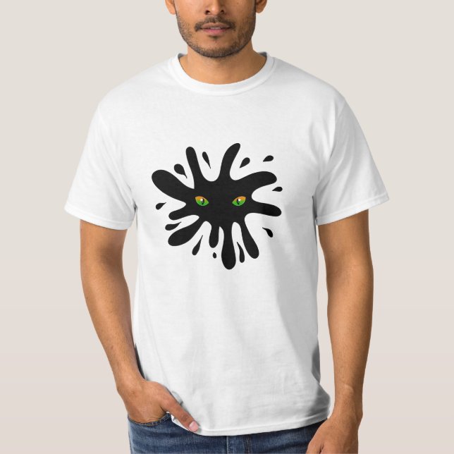 T-shirt Les yeux de chat regardent une Black Blob (Devant)
