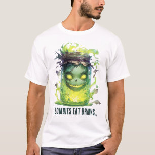 T-shirt Les zombies mangent des cerveaux. Jar d'Halloween