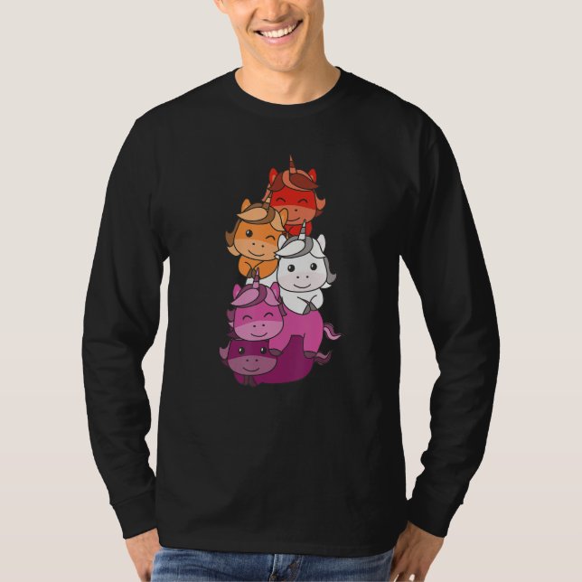 T-shirt Lesbian Flag Pride Month Lgbtq Lesbian Unicorn (Devant)
