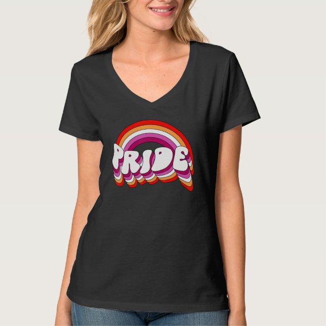 T-shirt Lesbian Pride Flag LGBTQ Love is Love Gay Rainbow  (Devant)