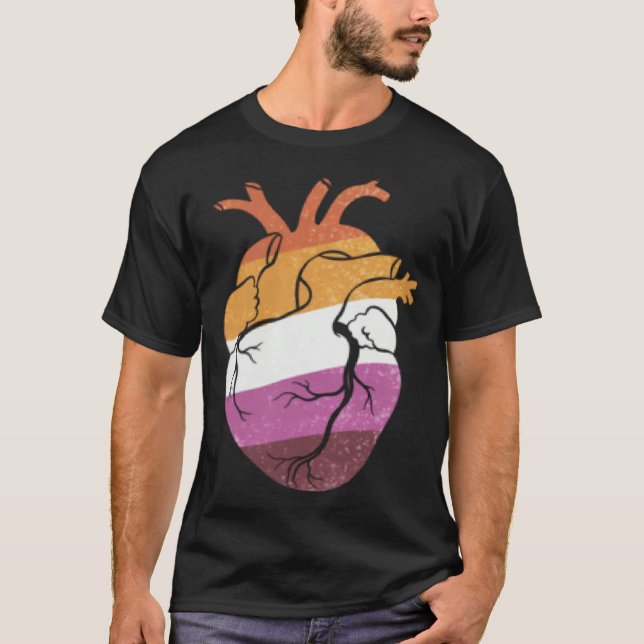 T-shirt Lesbian Pride Heart Flag (Devant)