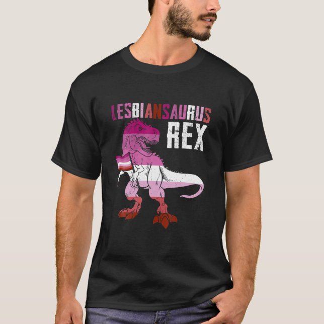 T-shirt Lesbiansaurus Rex Dinosaur En Drapeau Lesbien Pour (Devant)