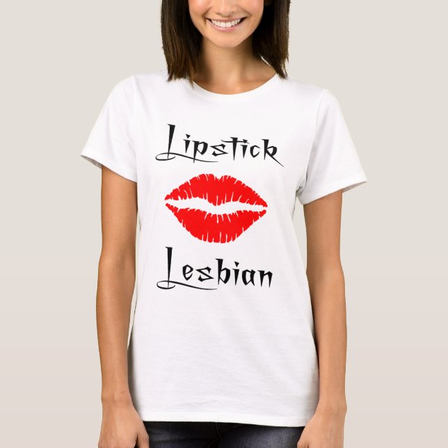 T-shirt Lesbienne de rouge à lèvres (Devant)