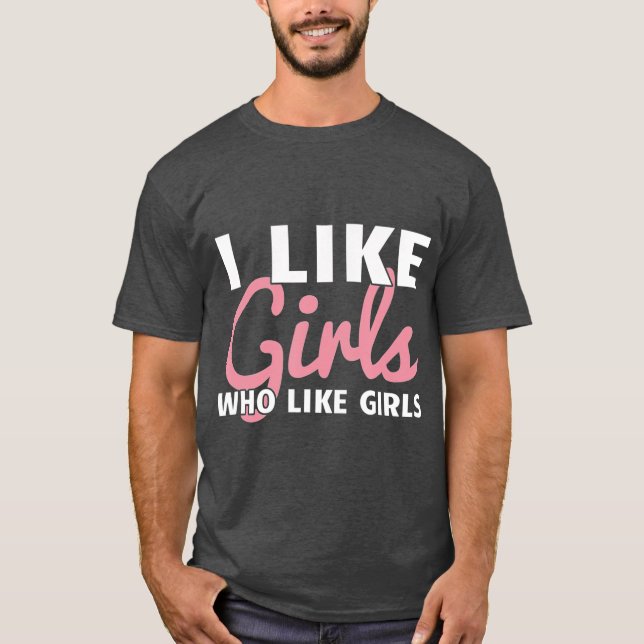 T-shirt Lesbienne Femme Butch Gay Femme J'Aime Les Filles  (Devant)