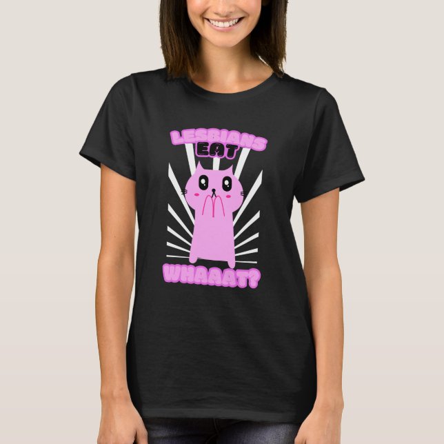 T-shirt Lesbienne Mange Ce Chat Drôle Lesbienne LGBTQ (Devant)