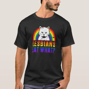 T-shirt Lesbiennes Mangent Quoi Chat Humour Blague Drapeau