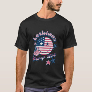 T-shirt Lesbiennes pour Trump 2024 Drapeau américain Tee L