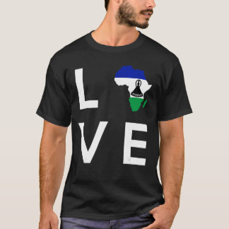T-shirt Lesotho Drapeau Love Afrique Continent Silhouette 