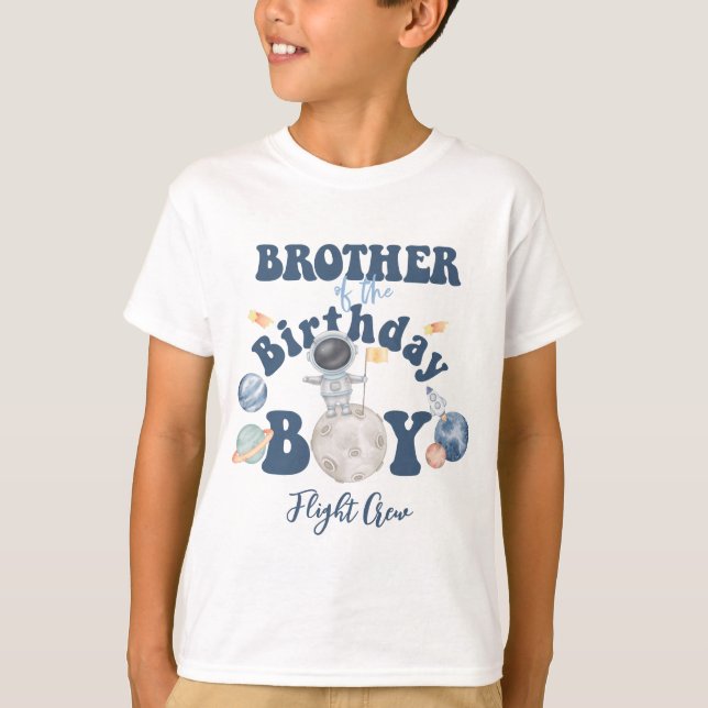 T-shirt L'espace Anniversaire frère frère frère de l'anniv (Devant)