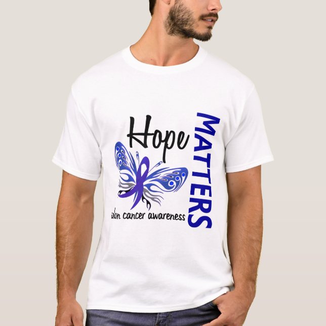 T-shirt L'espoir importe cancer du colon de papillon (Devant)