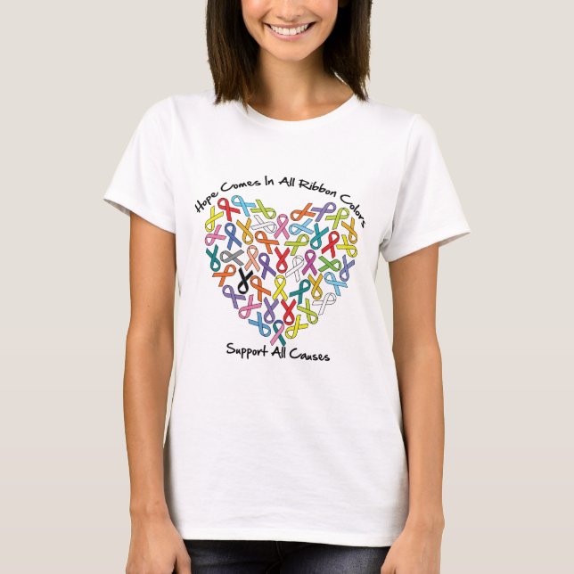 T-shirt L'espoir vient dans toutes les couleurs de ruban (Devant)