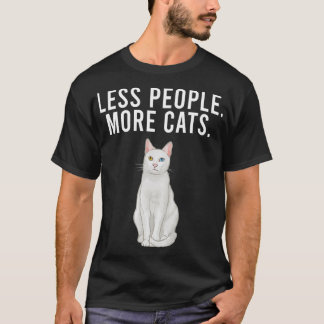 T-shirt Less People More Cats Khao Manee Funny Introvert 