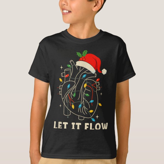 T-shirt Let It Flow Funny Anatomical Heart Christmas, Medi (Devant)