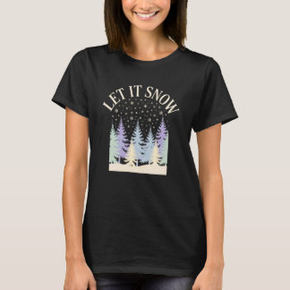T-shirt Let It Snow Minimal Winter Forest Aesthetic Design