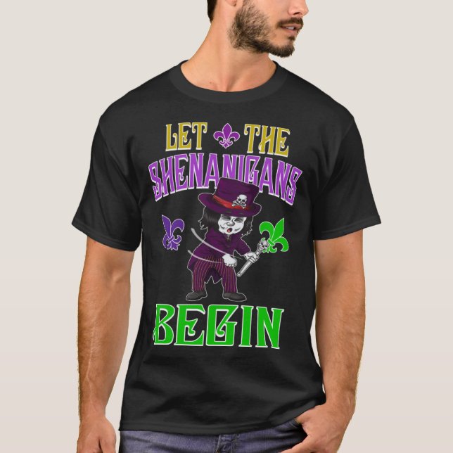 T-shirt Let The Shenanigans Begin Mardi Gras Flossing Vood (Devant)