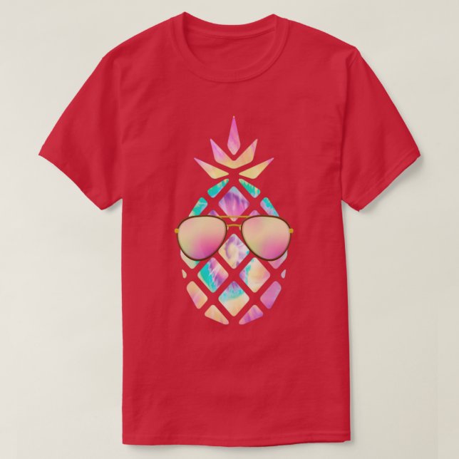 T-shirt L'été Tropical Pastel Ananas avec Sunglass (Design devant)