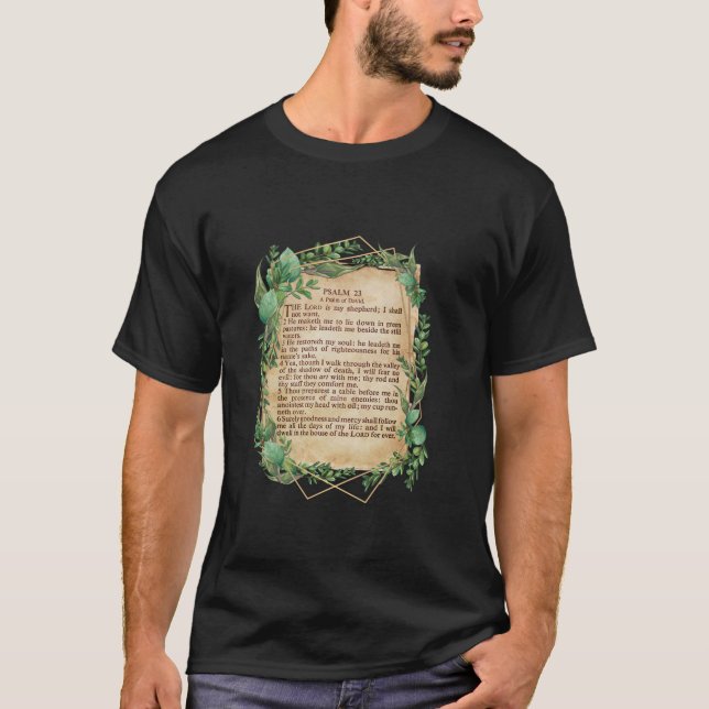 T-shirt L'Éternel est mon berger Psaume 23 Leaf Art Design (Devant)