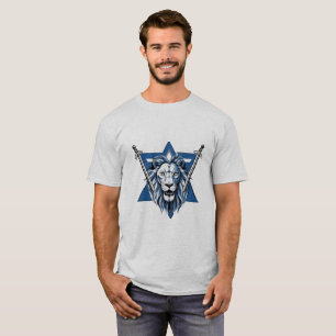 T-shirt L'étoile de David lion avec épées de fer