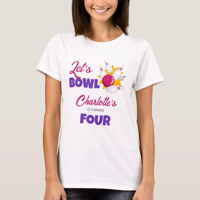 T-shirt Let's Bowl Kids Bowling Birthday Party (Devant)
