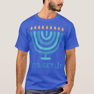T-shirt Let's Get Lit Menorah Jewish - Funny Ugly Hanukkah