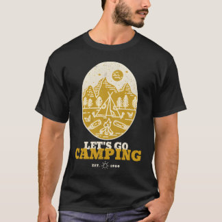 T-shirt Lets Go Camping Adventureee retro