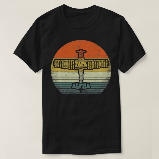 T-shirt Lette pilote d'avion du plan alphabétique de l'avi (Design devant)