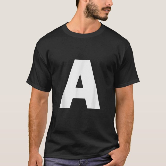T-shirt Letter A Capital Alphabet Monogram Initial  (Devant)