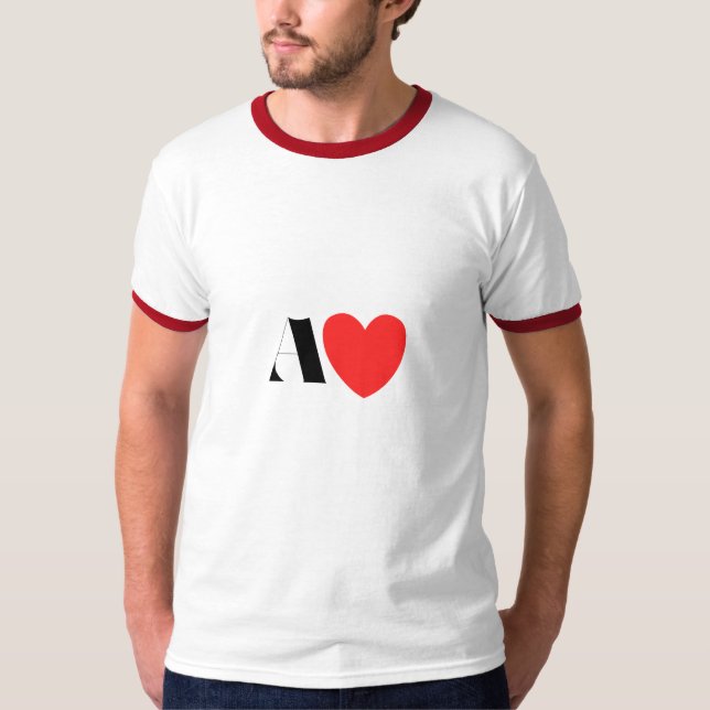T-shirt Letter A Heart - Valentine Initial Love Design (Devant)