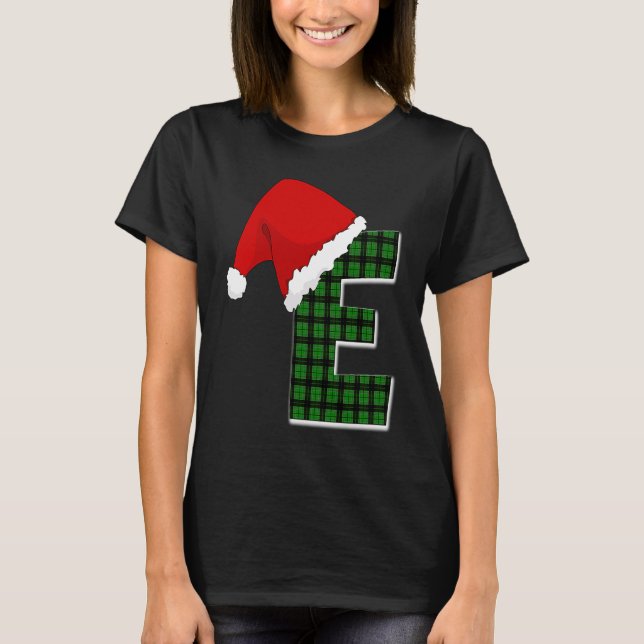 T-shirt Letter E Santa Hat Monogram (Devant)
