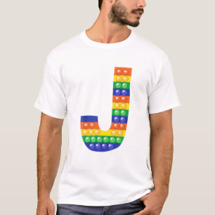 T-shirt Letter J Capital Alphabet Fidget Pop It Funny Matc