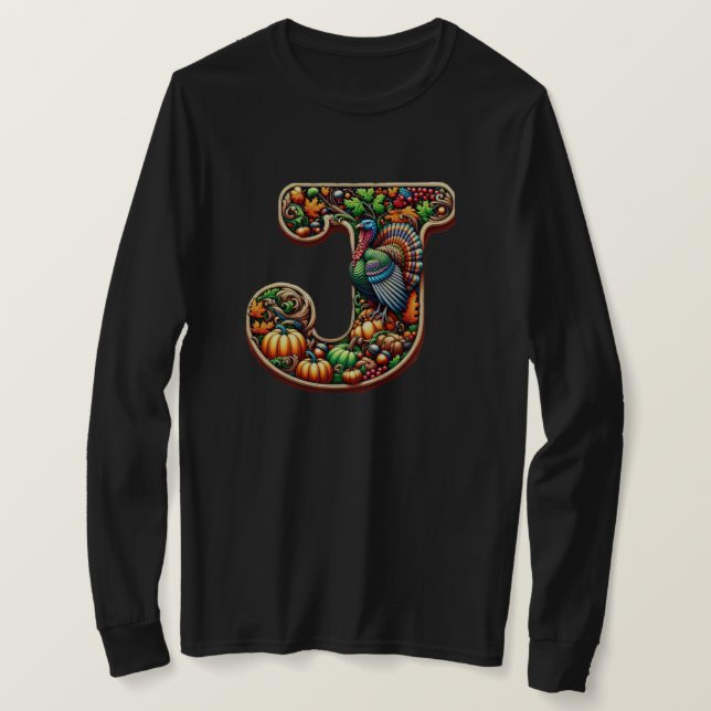 T-shirt Letter J Thanksgiving style gift  (Design devant)