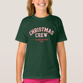 T-shirt Letterman Christmas Crew Collegie Nom de famille