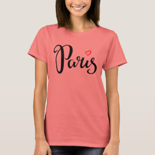 T-shirt Lettrage de brosse de Paris avec le coeur