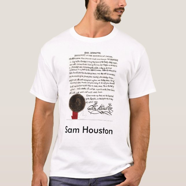 T-shirt Lettre 1843 de Sam Houston (Devant)