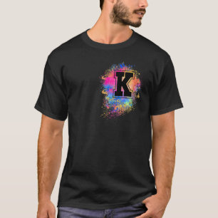 T-shirt LETTRE arc-en-ciel K INITIAL MONOMOBILE ROSE