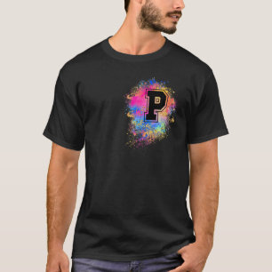 T-shirt LETTRE arc-en-ciel P INITIAL MONOMOBILE ROSE
