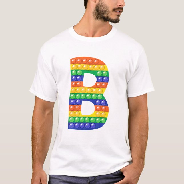 T-shirt Lettre B Capital Alphabet Fidget Pop It Funny Matc (Devant)