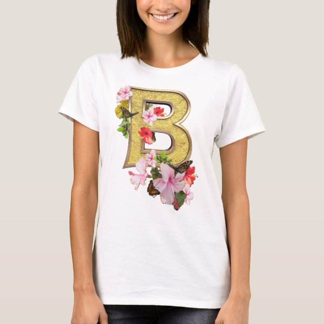 T-shirt Lettre B Capital initial d'anniversaire (Devant)