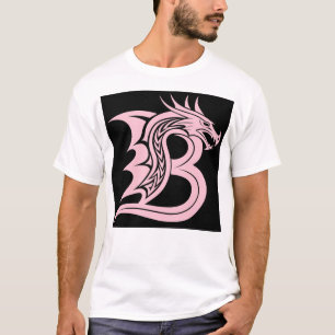 T-shirt Lettre B de style dragon, alphabet du dragon, mono