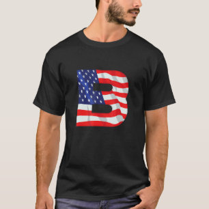 T-shirt Lettre B Majuscule Alphabet Usa American Flag Mono