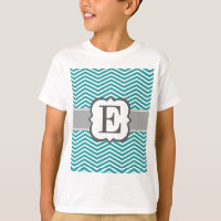 Lettre blanche turquoise E Chevron de monogramme