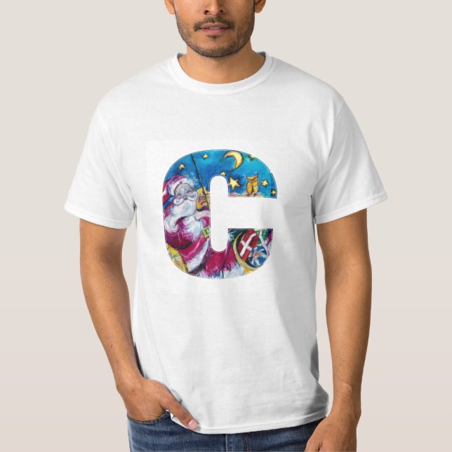 T-SHIRT LETTRE C DE NOËL / MONOGRAM PÈRE NOËL INSPIRÉ (Devant)