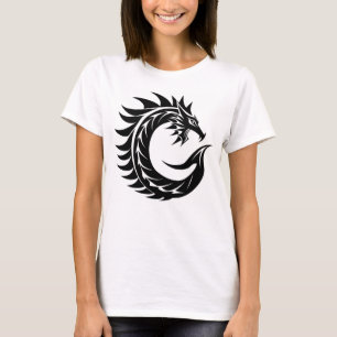 T-shirt Lettre C de style dragon, alphabet du dragon, mono