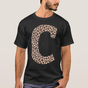 T-shirt lettre C léopard imprimé motif nom initial m