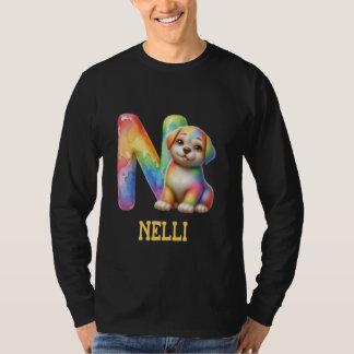 T-shirt Lettre Chiens mignons Nelli Nom Chien arc-en-ciel